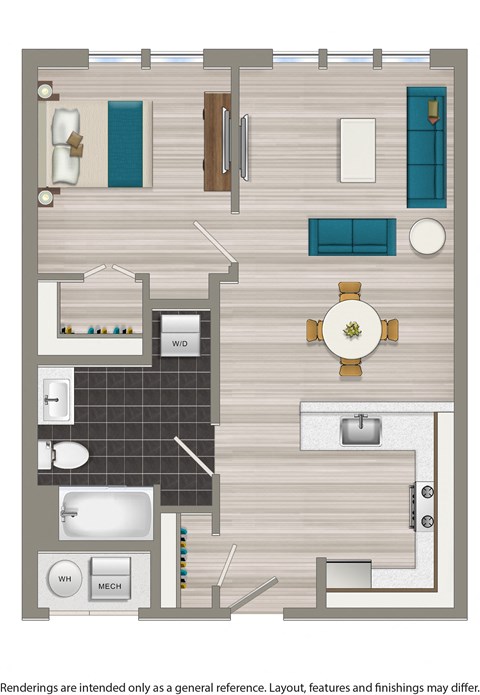 a floor plan of a house with a bedroom and a living room